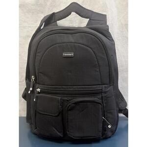 LUG Frommer’s Travel Backpack Black Water Repellent 6 Outside Pockets Main Has 4